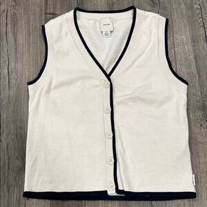 Calvin Klein Cream and Navy Sweater Vest